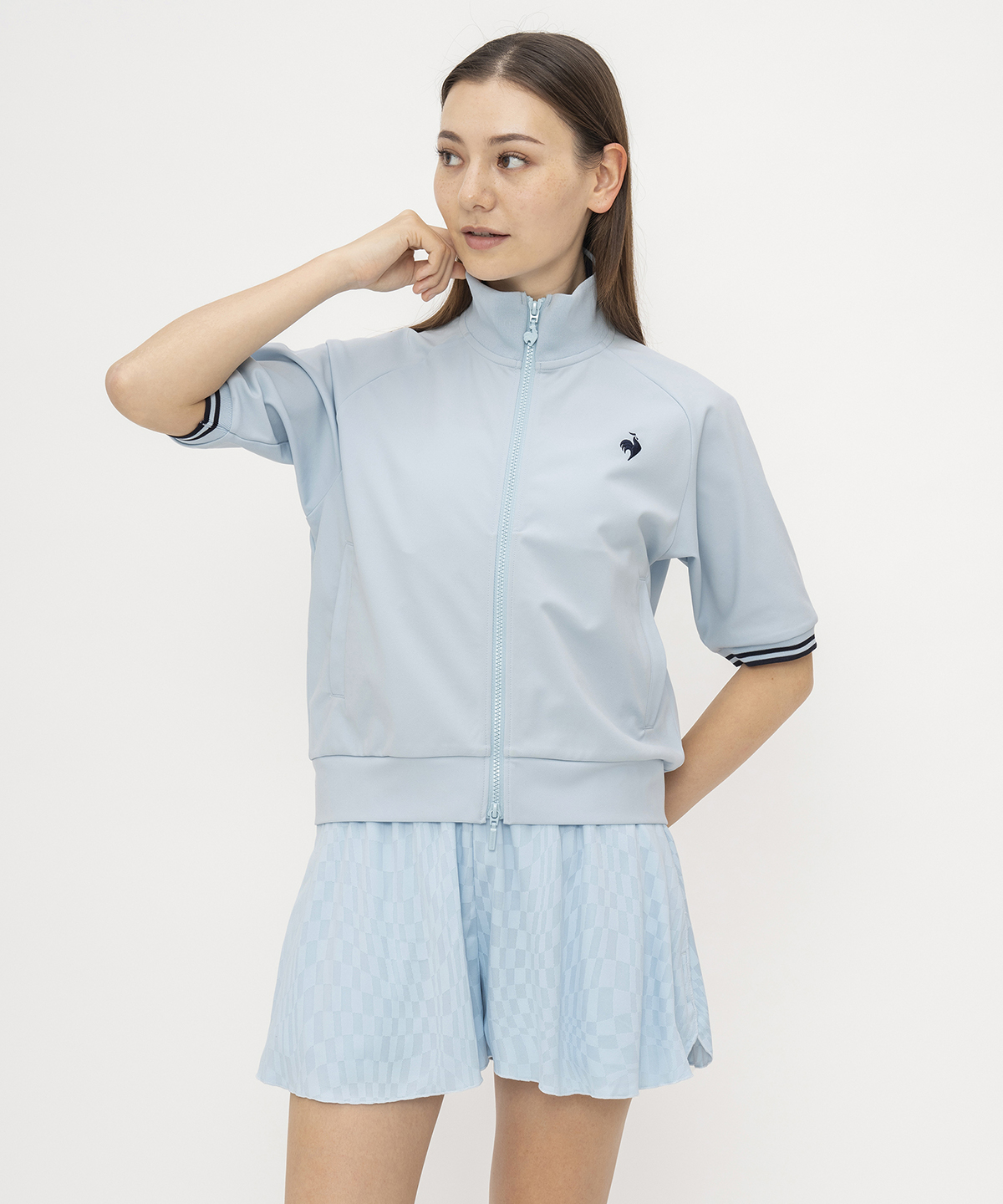 lecoqsportif(ings) ルコックスポルティフ le coq sportif ハーフスリーブジャージジャケ ブルー M lecoqsportif(ings) ルコックスポルティフ le coq sportif ハーフスリーブジャージジャケ ブルー M