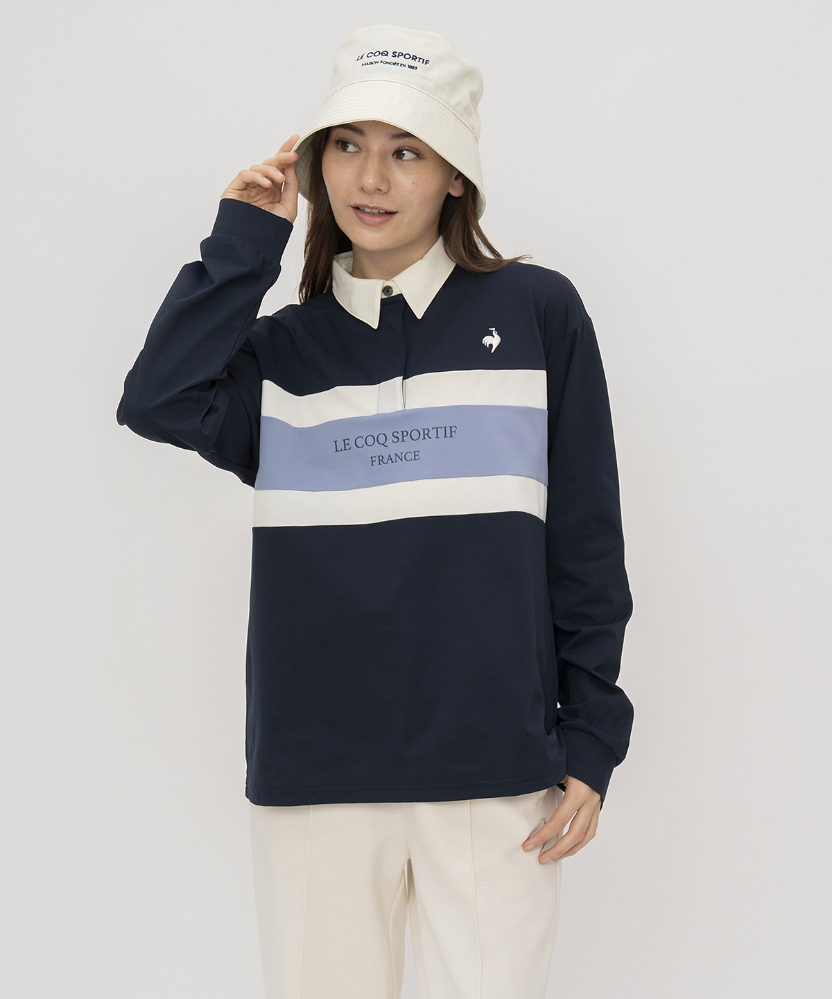 lecoqsportif(ings) ルコックスポルティフ le coq sportif 長袖ポロシャツ ネイビー S lecoqsportif(ings) ルコックスポルティフ le coq sportif 長袖ポロシャツ ネイビー S