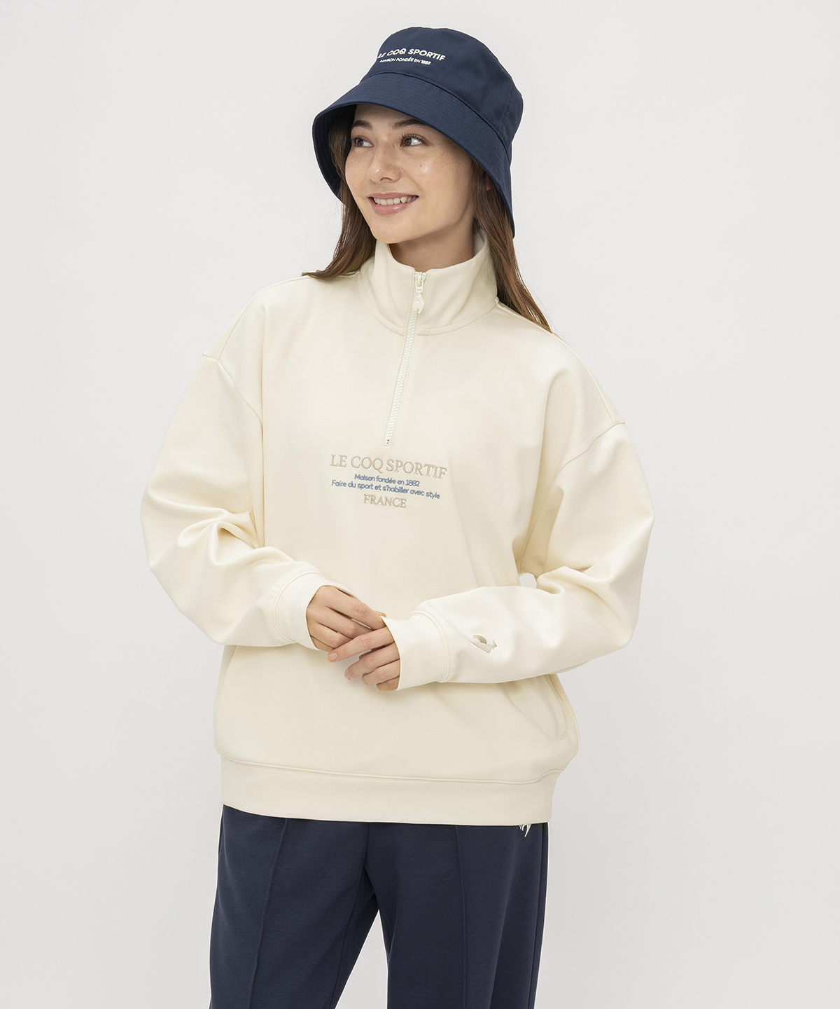 lecoqsportif(ings) ルコックスポルティフ le coq sportif ハーフジップスウェット ホワイト S lecoqsportif(ings) ルコックスポルティフ le coq sportif ハーフジップスウェット ホワイト S