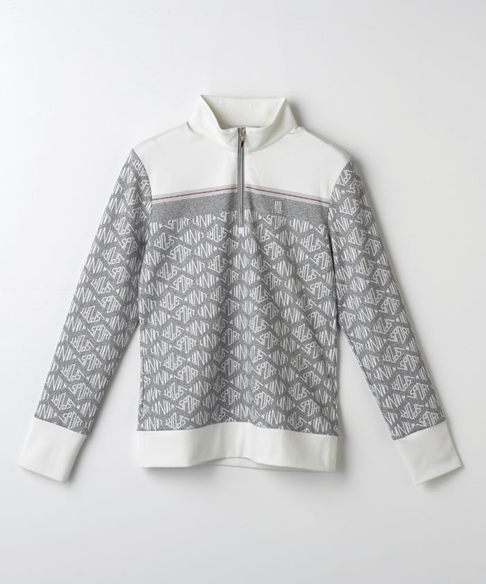LANVINSPORT ロゴプリントハーフジップ長袖シャツ【吸汗速乾蓄熱保温】 グレー 42 LANVINSPORT ロゴプリントハーフジップ長袖シャツ【吸汗速乾蓄熱保温】 グレー 42