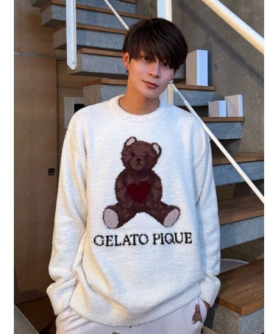 【Valentine】【HOMME】ベビモコハートベアジャガードプルオーバー