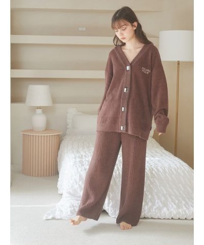 ベビモコベア刺繍リブロングパンツ