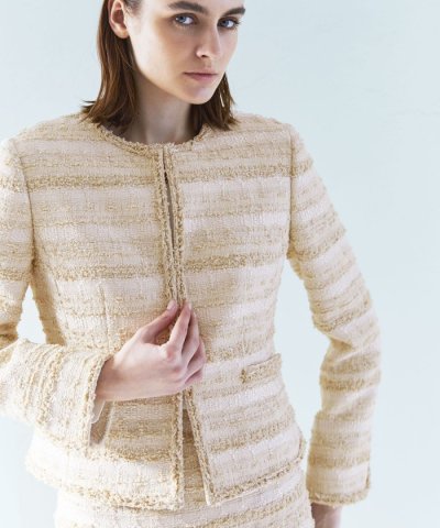 ファンシーツィード ノーカラージャケット