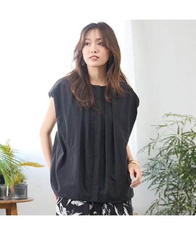 【手洗いOK・接触冷感・撥水・花粉防止】襟タック＆袖バルーンジレ
