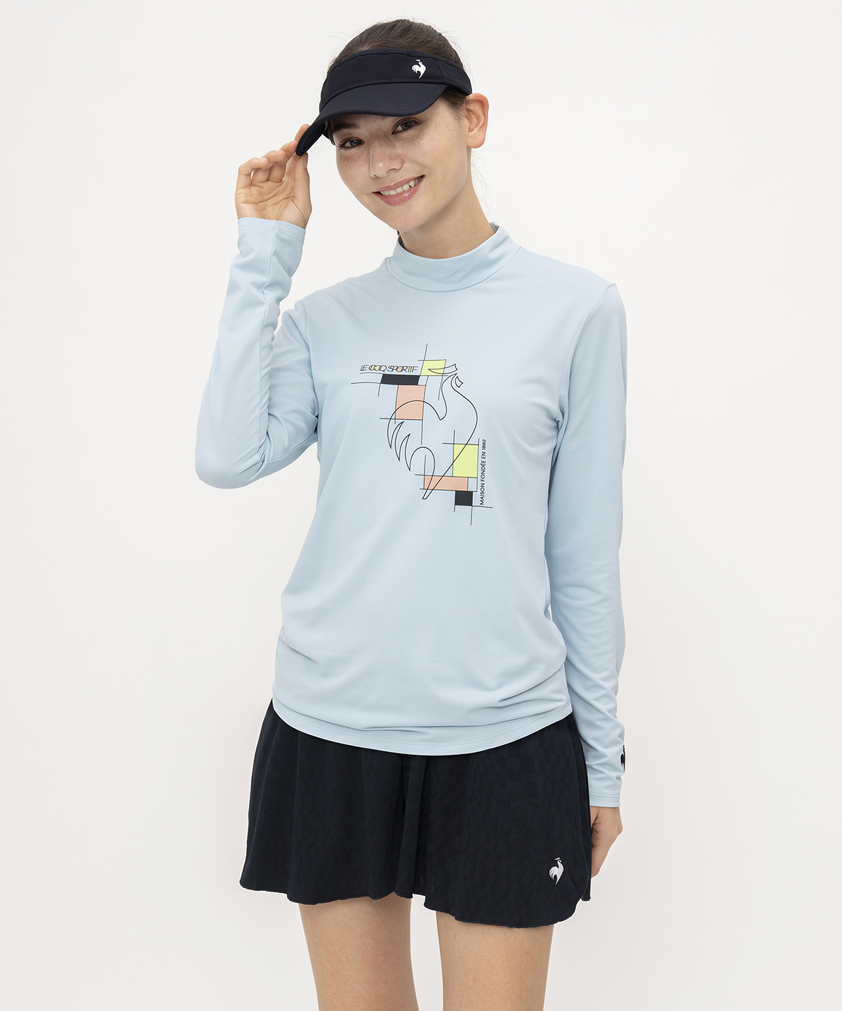 lecoqsportif(ings) ルコックスポルティフ le coq sportif モックネック長袖シャツ ブルー L