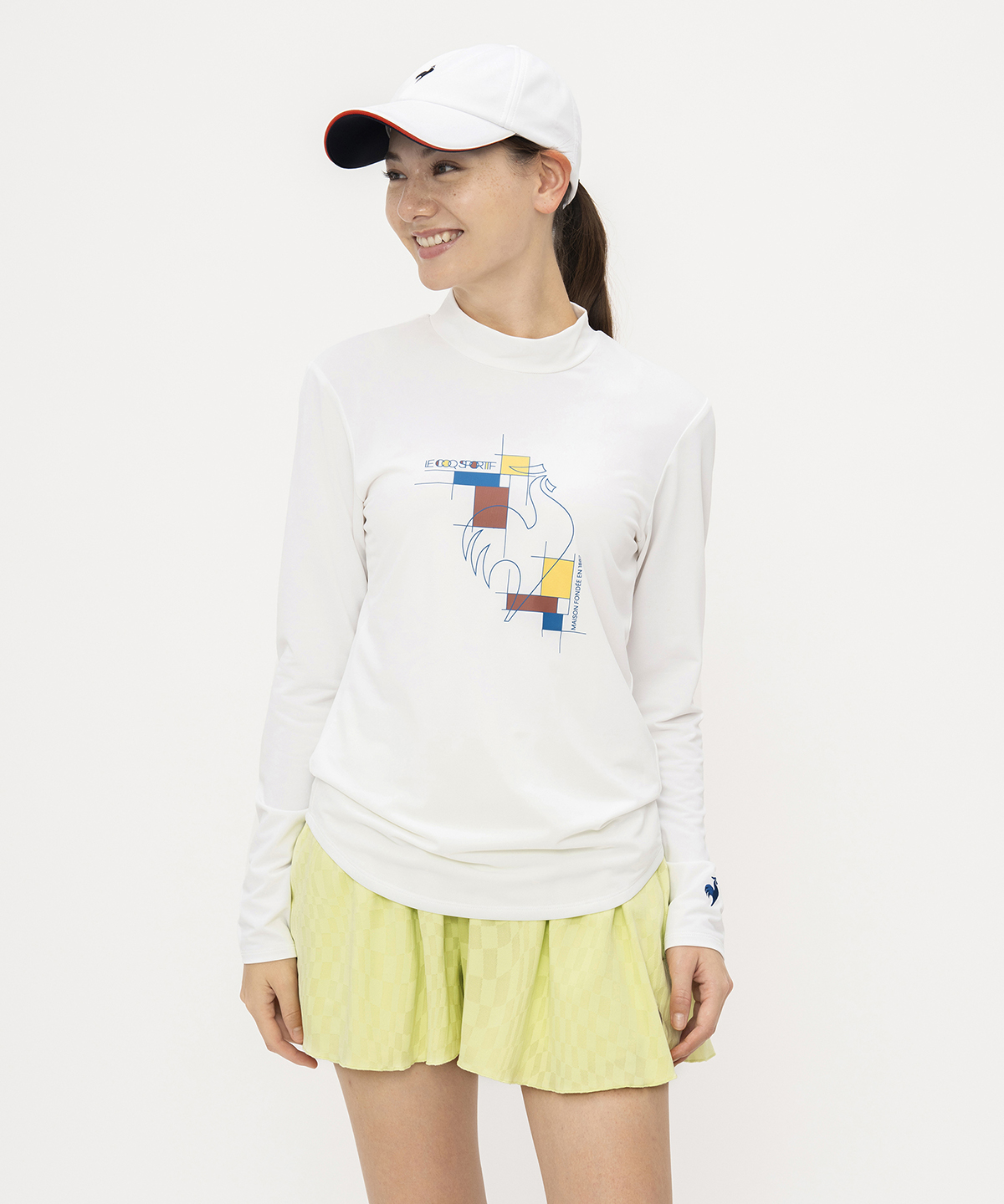 lecoqsportif(ings) ルコックスポルティフ le coq sportif モックネック長袖シャツ ホワイト S