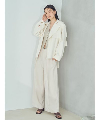 レザーベルテッドワイドストレートパンツ