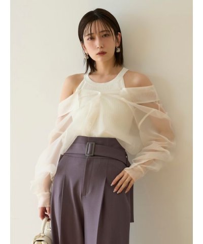 カシュクールシャツレイヤードニット