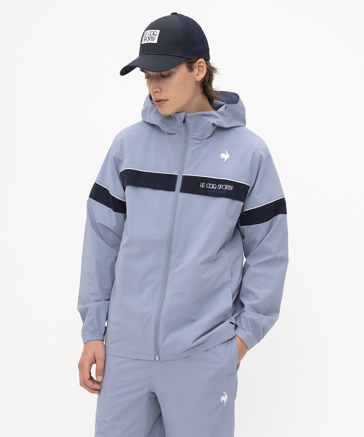 lecoqsportif(ings) ルコックスポルティフ le coq sportif ストレッチリップクロスジャケ ブルー O