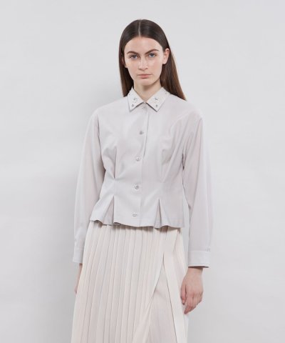 クリーンウールトロ ビジューカラーブラウス