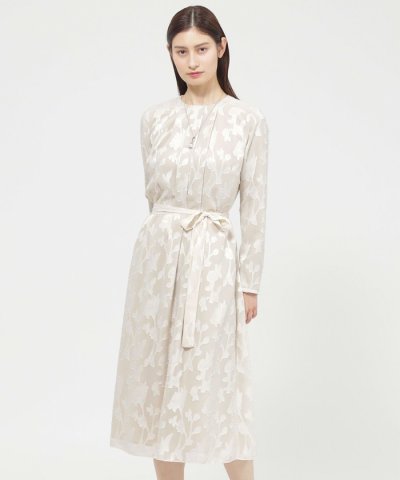 【ウォッシャブル】フラワーシフォンカットジャガード　ワンピース