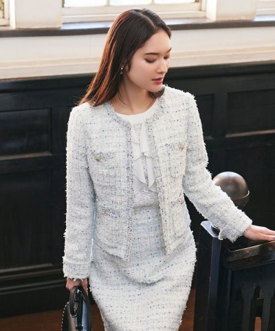 フラッグモールツイード ノーカラージャケット