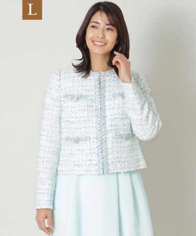 【L】フラッグモールツイード ノーカラージャケット