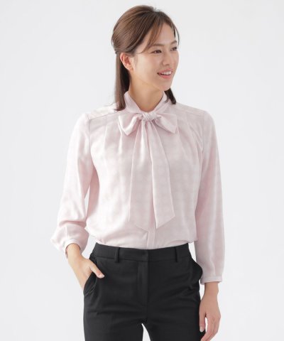 【ウォッシャブル】ドットオンドットプリントブラウス