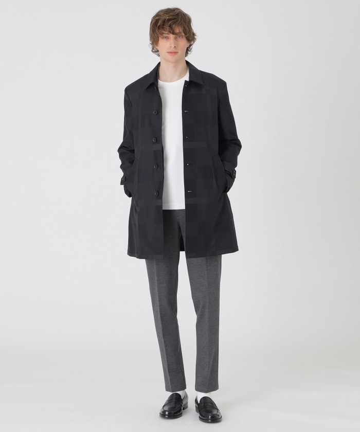 学法石川グラウンドコートスカイマーク シャドーチェックライトウェイトステンカラーコート(507811506