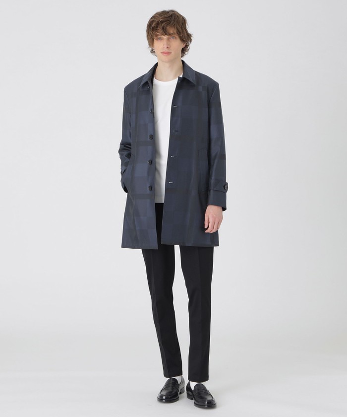 学法石川グラウンドコートスカイマーク シャドーチェックライトウェイトステンカラーコート(507811506