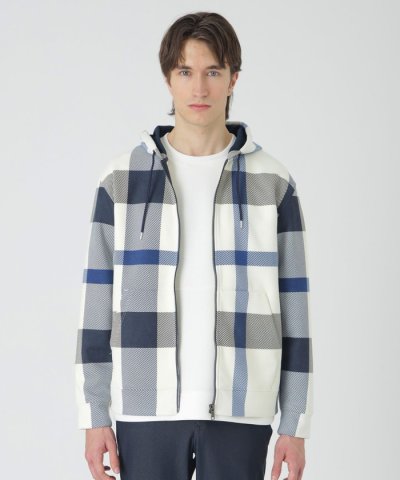 スウェードライククレストブリッジチェックパーカー