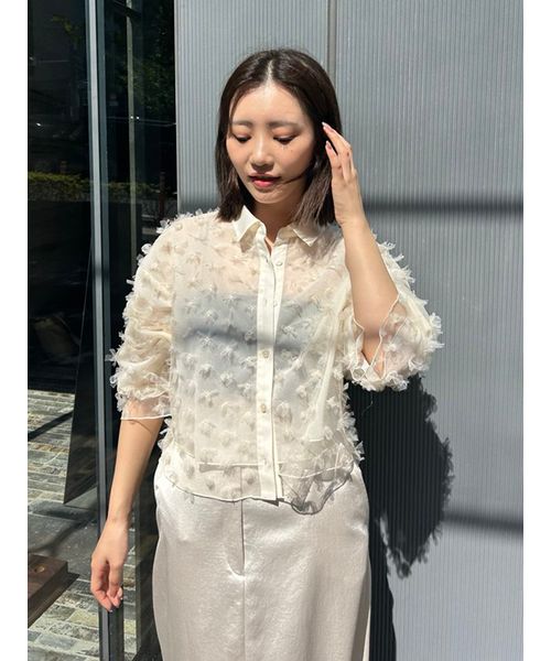 emmi atelier 変形シャツブラウス emmi（エミ）の「【emmi atelier】アシンメトリーブラウス