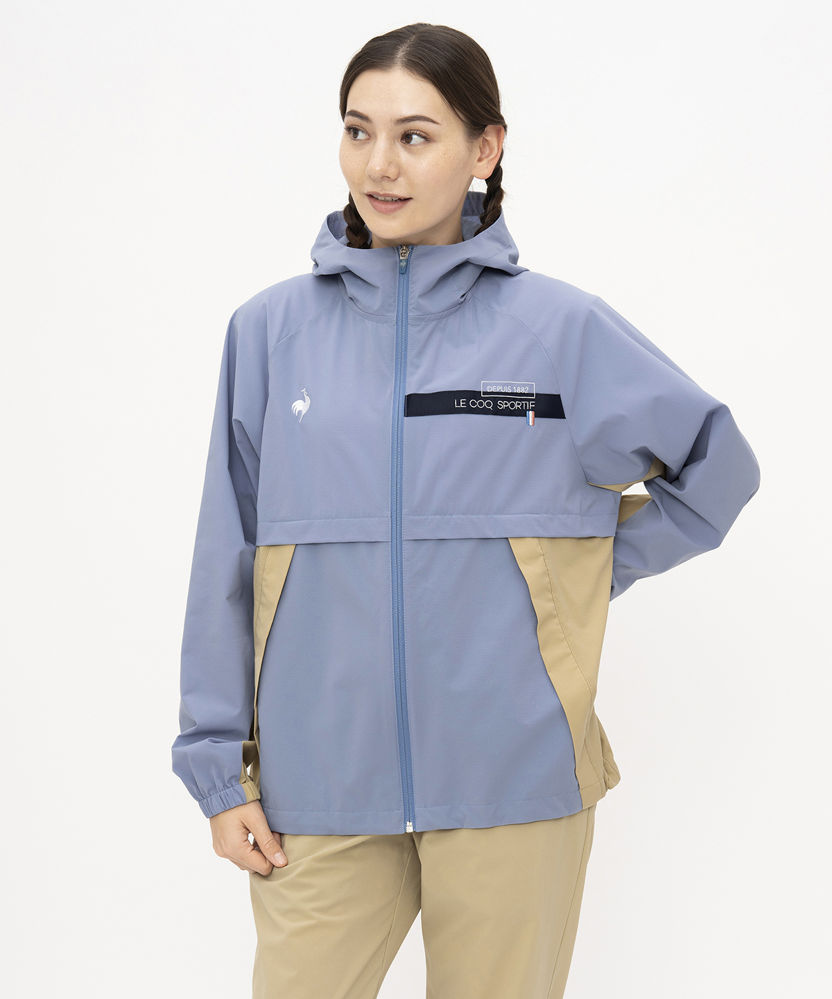 lecoqsportif(ings) ルコックスポルティフ le coq sportif ストレッチリップクロスジャケ ブルー L