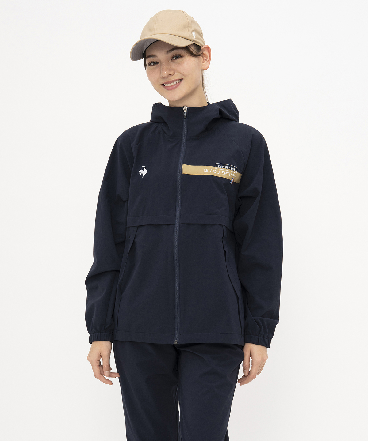 lecoqsportif(ings) ルコックスポルティフ le coq sportif ストレッチリップクロスジャケ ネイビー S