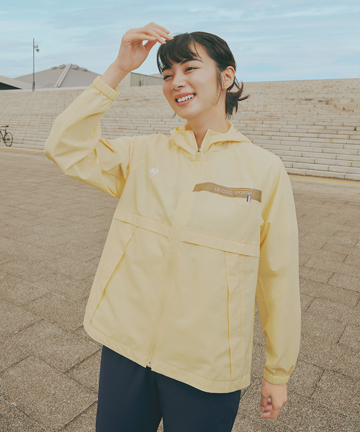 lecoqsportif(ings) ルコックスポルティフ le coq sportif ストレッチリップクロスジャケ イエロー L