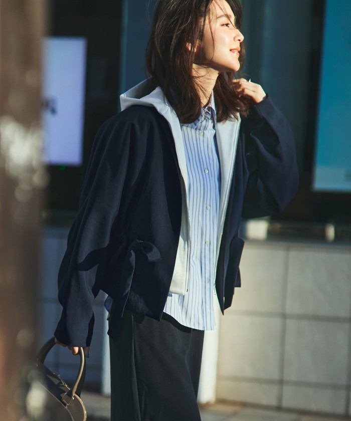 BEIGE 【洗える・VERY3月号掲載】PORDIC / ノーカラードルマンジャケット NAVY 4 BEIGE 【洗える・VERY3月号掲載】PORDIC / ノーカラードルマンジャケット NAVY 4