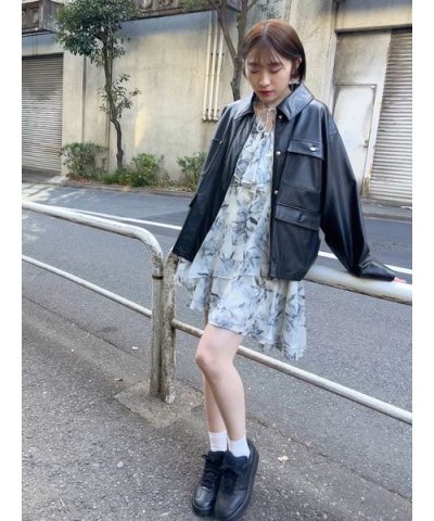 Sustainableプリントフリルミニワンピース
