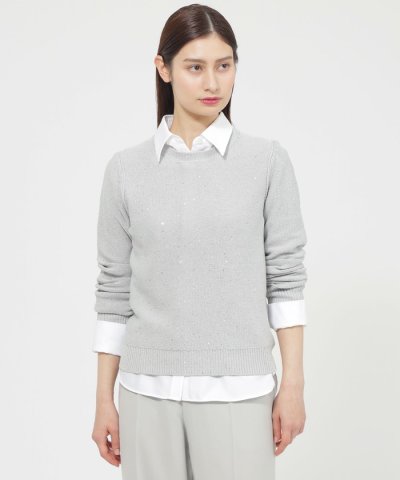 【ウォッシャブル】スパンコールコットン　プルオーバー