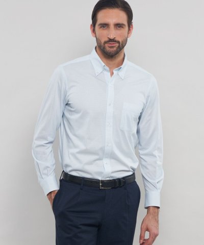 【FLEX JERSEY】鹿の子ジオメトリック小紋ジャージーシャツ