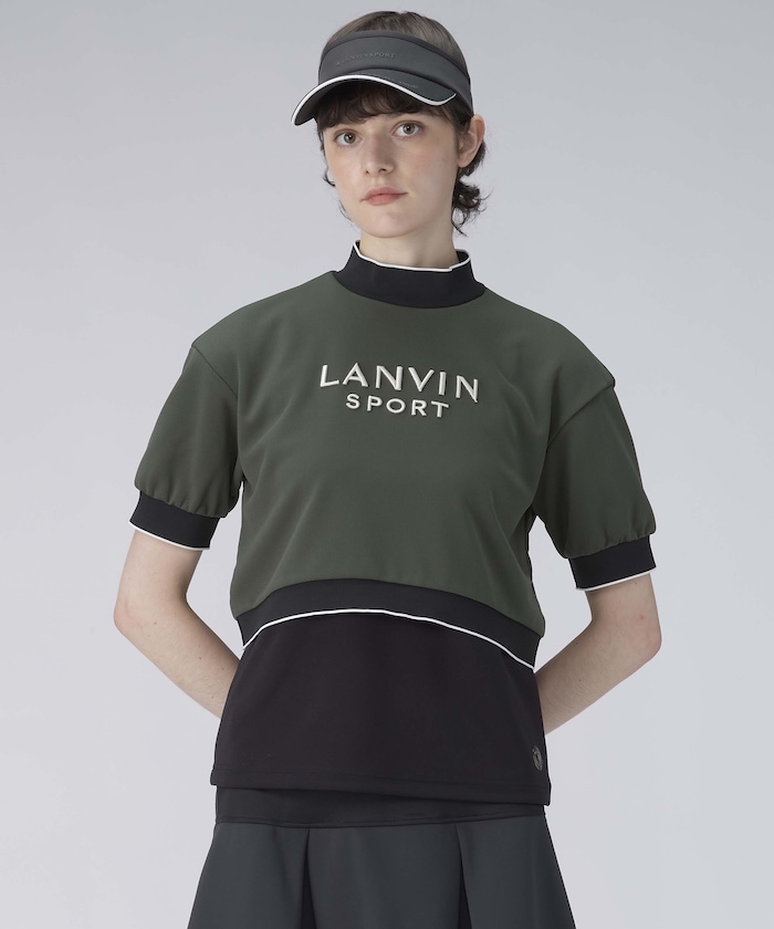 LANVINSPORT レイヤード調5分袖シャツ【UV】 カーキ 38 LANVINSPORT レイヤード調5分袖シャツ【UV】 カーキ 38