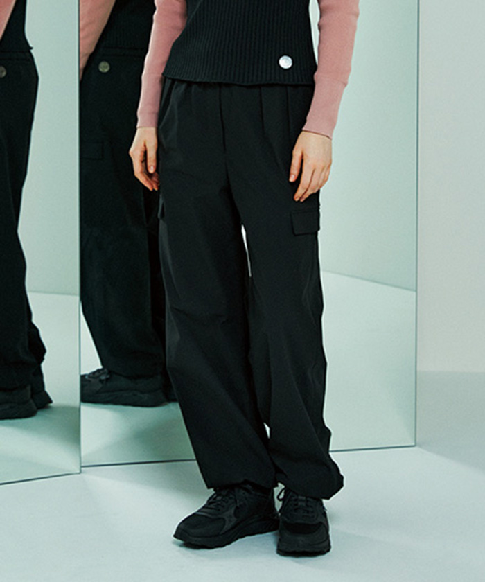 LANVINSPORT ランバン スポール LANVIN SPORT ワイドロングパンツ【ストレッチ/吸 ブラック 42 LANVINSPORT ランバン スポール LANVIN SPORT ワイドロングパンツ【ストレッチ/吸 ブラック 42