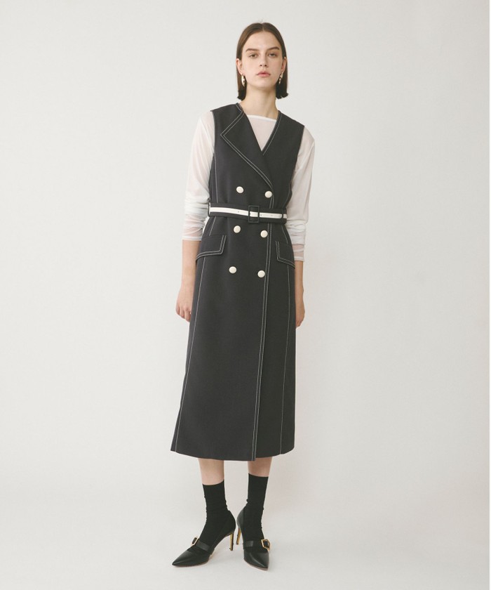 GRACECONTINENTAL アシンメトリーカラーワンピース チャコール 38 GRACECONTINENTAL アシンメトリーカラーワンピース チャコール 38