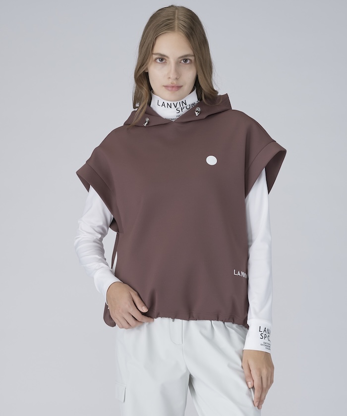 LANVINSPORT ランバン スポール LANVIN SPORT ドロップショルダーフーディベスト【 ブラウン 40 LANVINSPORT ランバン スポール LANVIN SPORT ドロップショルダーフーディベスト【 ブラウン 40
