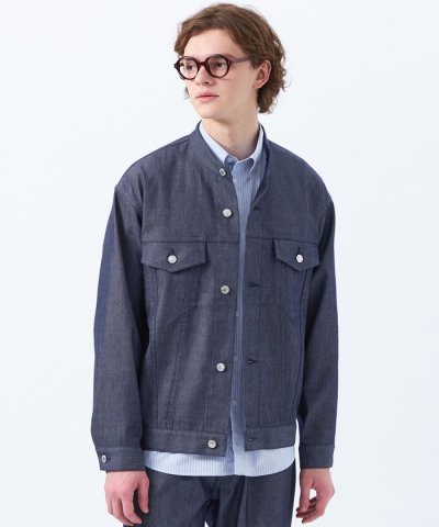 ポリエステルチノ/デニム スタンドカラージャケット