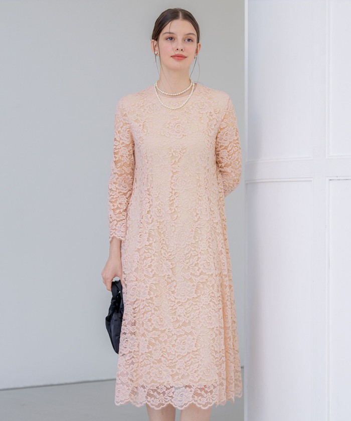 新品　libro plus ワンピース　レースドレス　大きいサイズ(23区自由区 総レースワンピースドレス・結婚式ワンピース・お呼ばれ