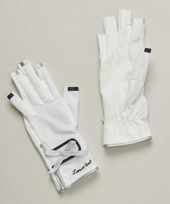 LANVINSPORT 指先オープングローブ【両手用】 ホワイト L LANVINSPORT 指先オープングローブ【両手用】 ホワイト L