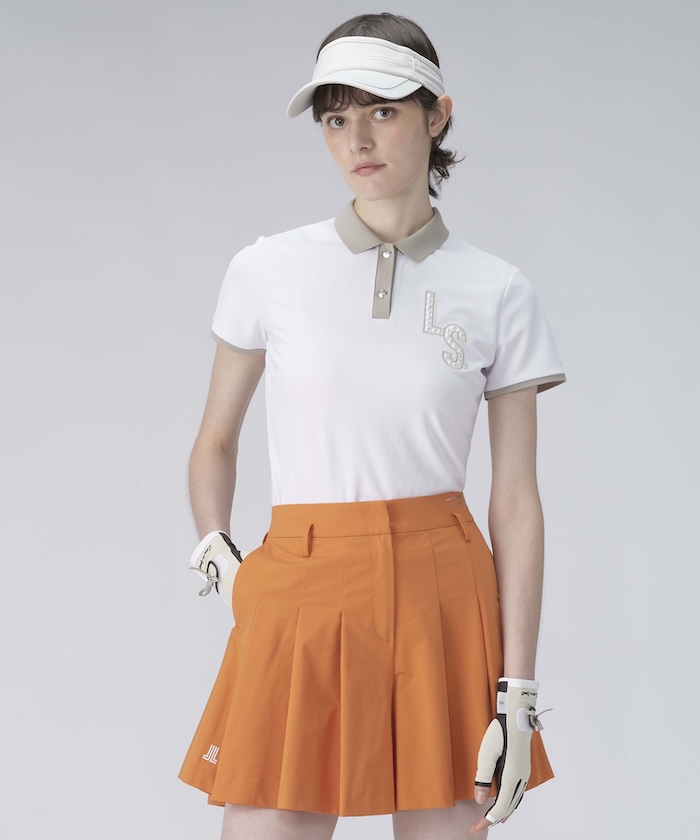 LANVINSPORT デザインロゴ刺繍半袖ポロシャツ【Sunscreen NIR/吸汗速乾】 ホワイト 40 LANVINSPORT デザインロゴ刺繍半袖ポロシャツ【Sunscreen NIR/吸汗速乾】 ホワイト 40