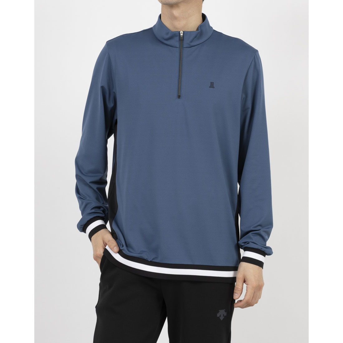 LANVINSPORT ジップアップ長袖シャツ【吸汗速乾/UV】 ブルー 38 LANVINSPORT ジップアップ長袖シャツ【吸汗速乾/UV】 ブルー 38