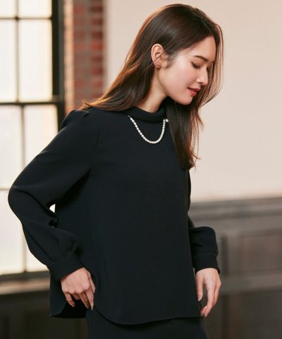 トリアセテートコンパクトロールネックブラウス