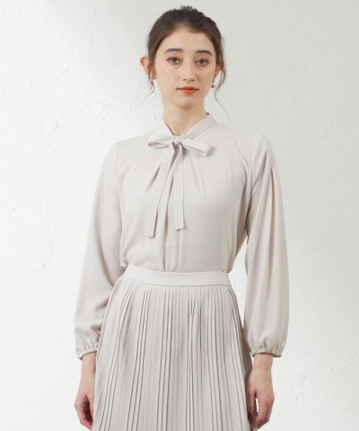 ソフトストレッチジョーゼットボウタイブラウス