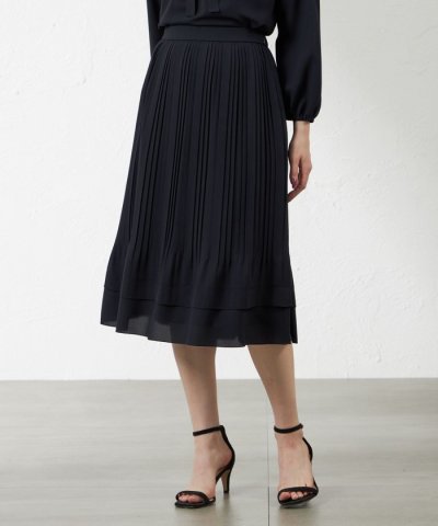 ソフトストレッチジョーゼットランダムプリーツスカート