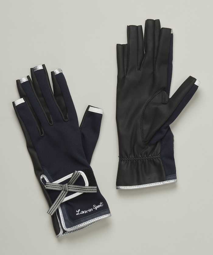 LANVINSPORT 指先オープングローブ【両手用】 ネイビー L LANVINSPORT 指先オープングローブ【両手用】 ネイビー L