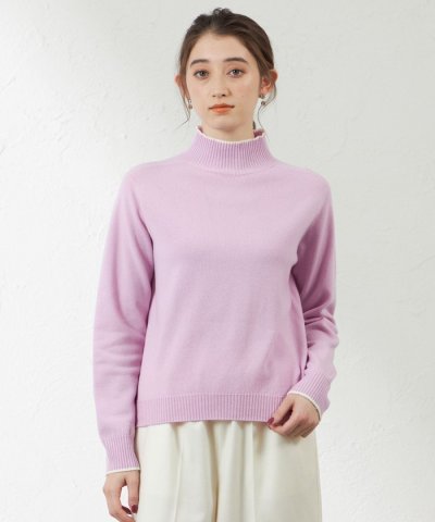 【WEB限定色】バイカラーミドルウールニット