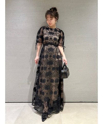 カットワークサテンドレスエンブロイダリードレス