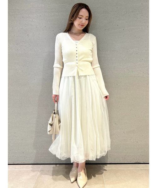 CELFORD パフスリーブ ホワイトワンピース セルフォード CELFORDホワイト 結婚式 パフスリーブ 膝丈