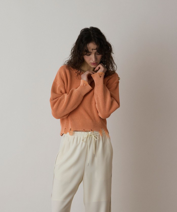 GRACECONTINENTAL ピグメントニットトップ オレンジ 36 GRACECONTINENTAL ピグメントニットトップ オレンジ 36