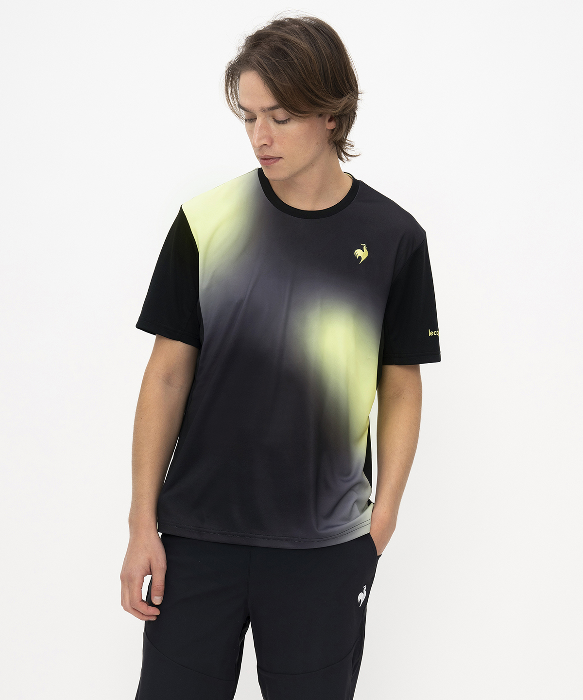 lecoqsportif(ings) ルコックスポルティフ le coq sportif グラデーションゲームシャツ ブラック O