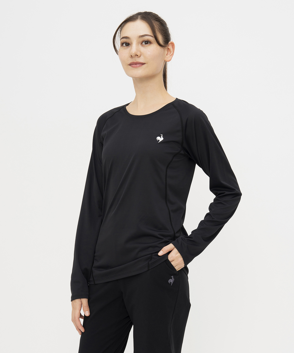 lecoqsportif(ings) ルコックスポルティフ le coq sportif ストレッチライトニット長袖T ブラック O