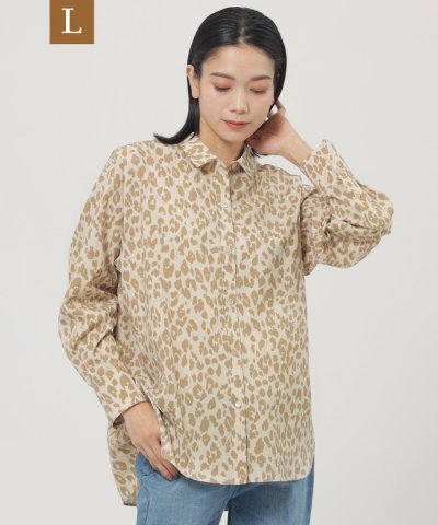 【L】【マシンウォッシャブル】ソフトタイプライターパンサープリントシャツ