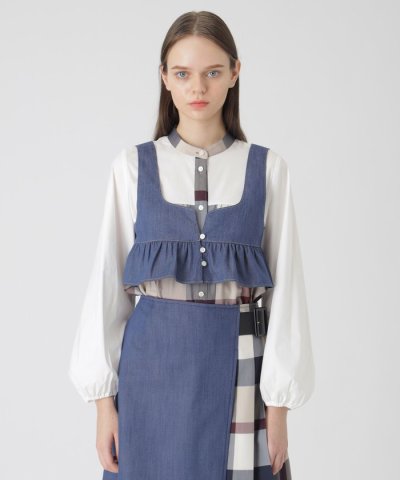 スラブシャンブレーデニムショートビスチェ